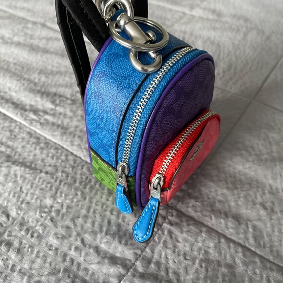 Coach mini backpack keychain multi colored NWOT - Picture 5 of 6